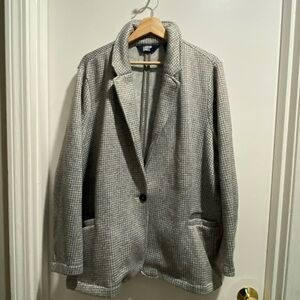 Lands’end Preppy Academia Houndstooth Knit Minimalist Basic Capsule Bla…